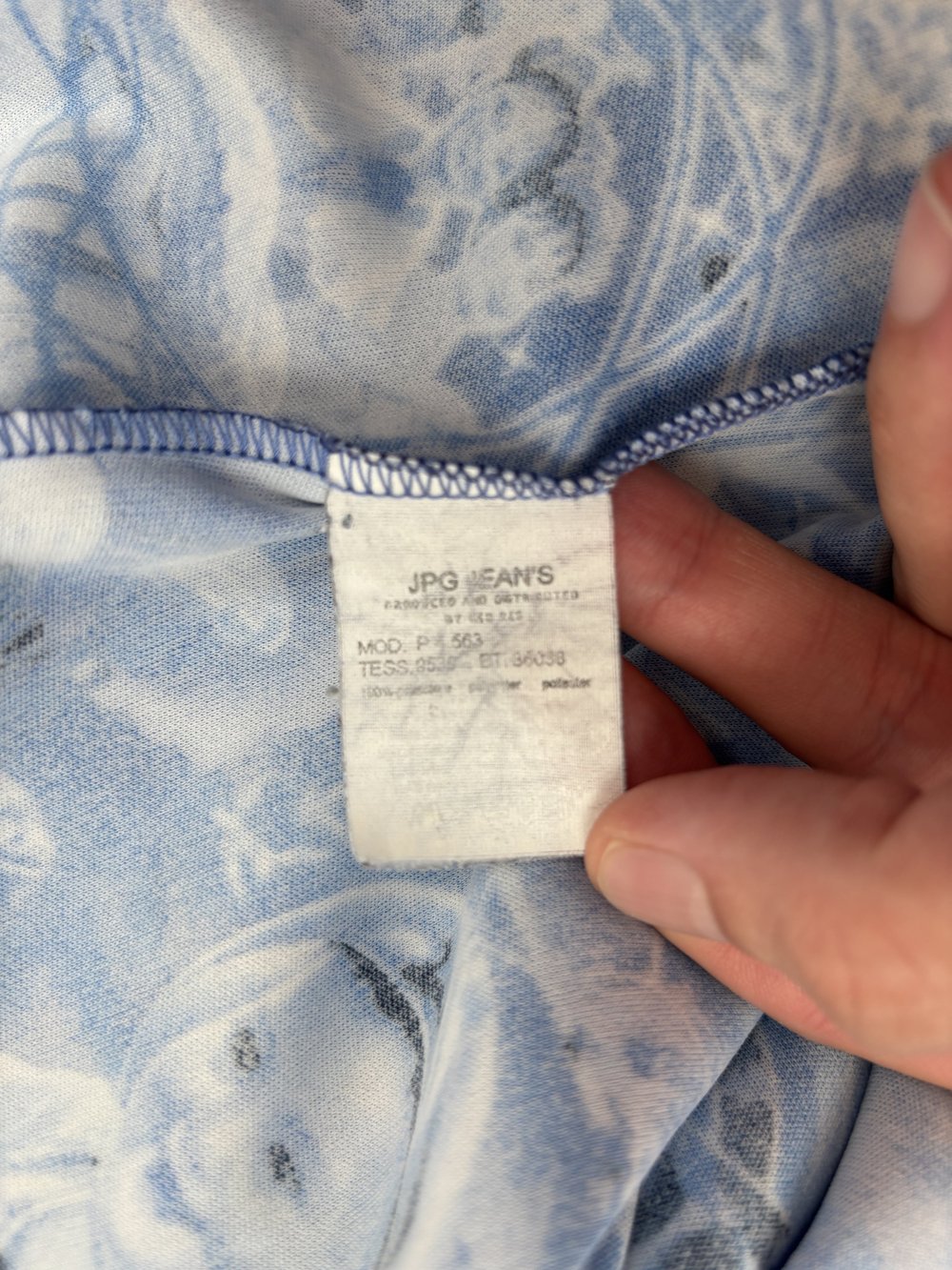 Jean Paul Gaultier 90s propaganda print top — JAMES VELORIA